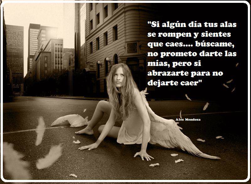 Si algún día tus alas se rompen y sientes que caes...búscame, no prometo darte las mías, pero sí abrazarte para no dejarte caer.