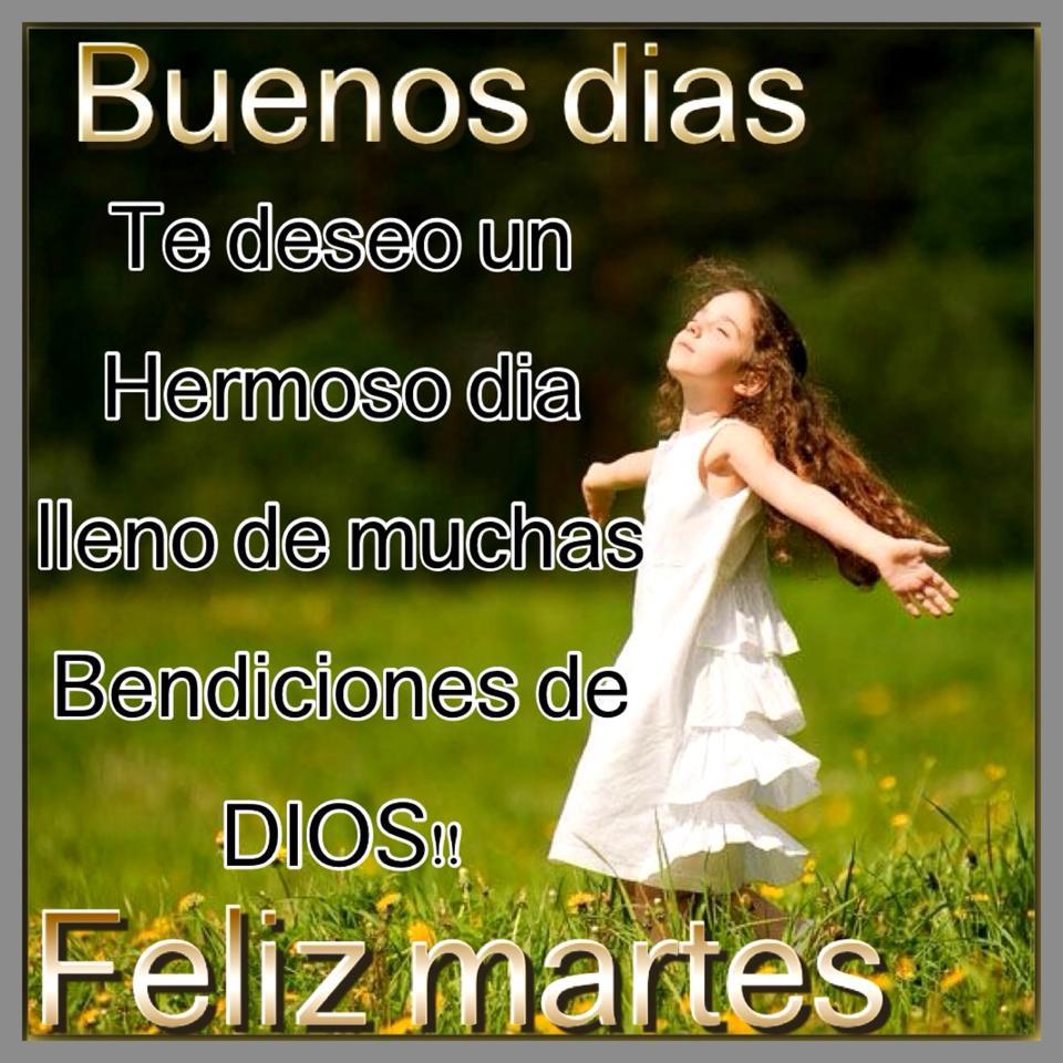 Buenos días, te deseo un hermoso día lleno de muchas bendiciones de Dios. Feliz Martes.