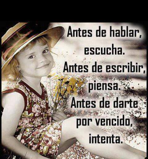 Antes de hablar escucha, antes de escribir piensa, antes de darte por vencido intenta