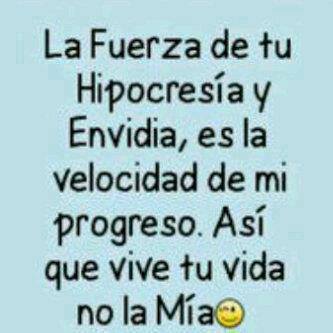 La fuerza de tu hipocresía es la velocidad de mi progreso. Así que vive tu vida no la mía