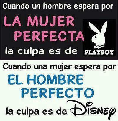 La mujer y el hombre perfecto. La mujer perfecta la culpa es de...Cuando una mujer espera por el hombre perfecto, la culpa es de Disney.