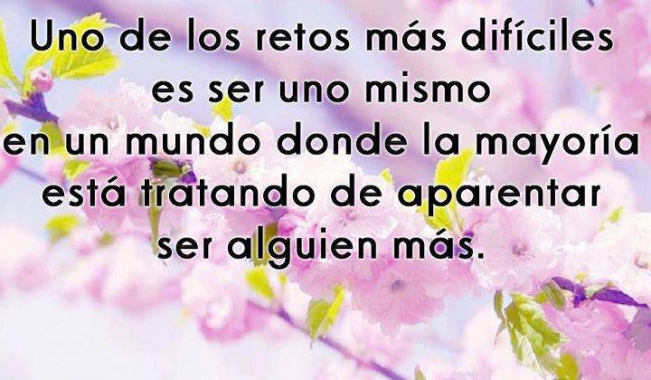 Uno de los retos más difíciles es ser uno mismo en un mundo donde la mayoría está tratando de aparentar ser alguien más