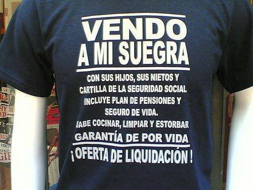 Vendo a mi suegra, con sus hijos, sus nietos y cartilla de la Seguridad Social. Incluye plan de pensiones....