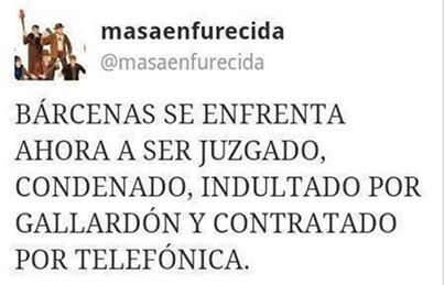 Bárcenas se enfrenta ahora a ser juzgado, condenado, indultado por Gallardón y contratado por Telefónica.