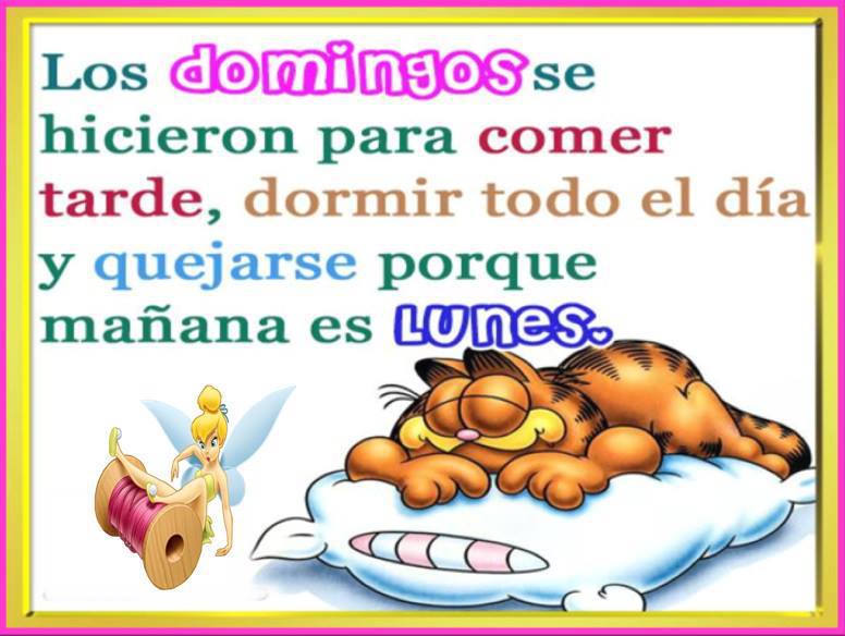 Los Domingos se hicieron para comer tarde, dormir todo el día y quejarse porque mañana es Lunes.