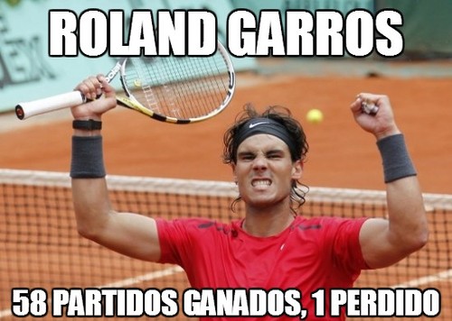 Roland Garros, 58 partidos ganados, 1 perdido.