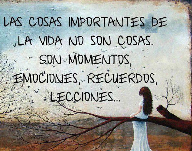 Las cosas importantes de la vida no son cosas. Son momentos, emociones, recuerdos, lecciones...