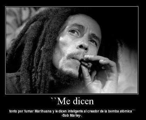 Me dicen tonto por fumar Marihuana y le dicen inteligente al creador de la bomba atómica. Bob Marley