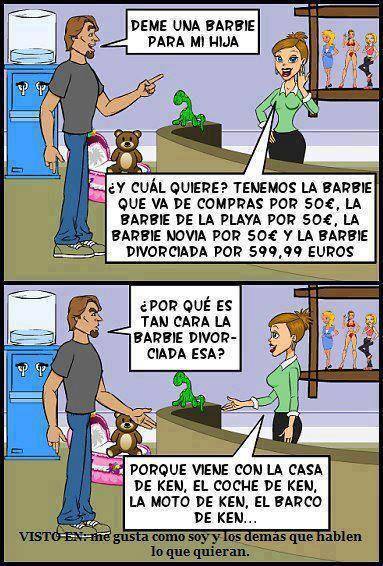 Deme una Barbie para mi hija. Y cual quiere. Tenemos la barbie que va de compras, la Barbie de la Playa, La Barbie Novia...