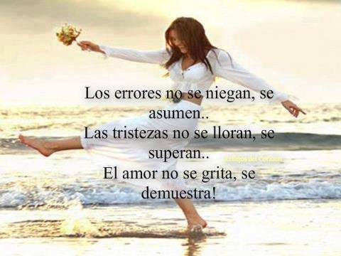 Los errores no se niegan, se asumen... Las Tristezas no se lloran, se superan...El amor no se grita, se demuestra.