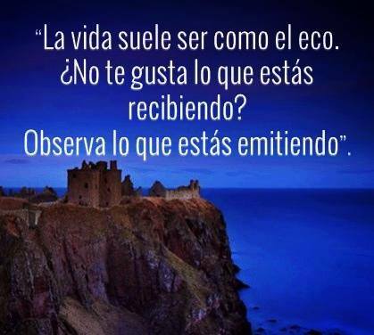 La Vida suele ser como el eco. ¿No te gusta lo que estás recibiendo? Observa lo que estás emitiendo.