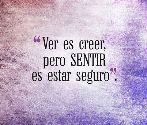 Ver es creer, pero sentir es estar seguro.