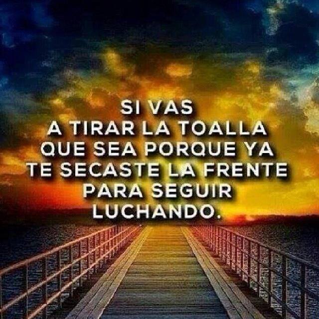Si vas a tirar la toalla que sea porque ya te secaste la frente para seguir luchando.