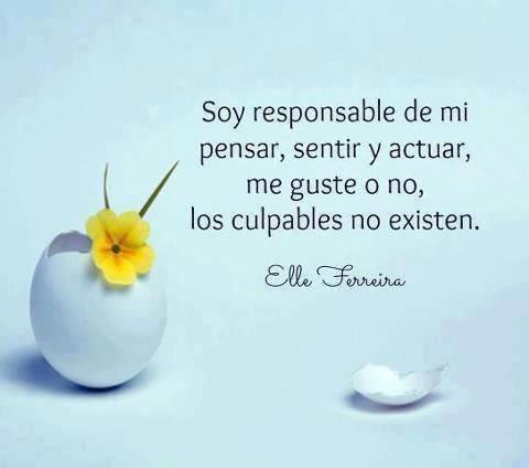 Soy responsable de mi pensar, sentir y actuar, me guste o no, los culpables no existen.