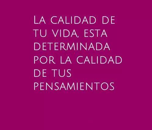 La Calidad de tu vida, está determinada por la calidad de tus pensamientos.