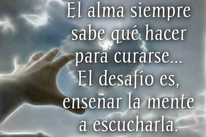 El alma siempre sabe qué hacer para curarse...El Desafío es, enseñar la mente a escucharla.