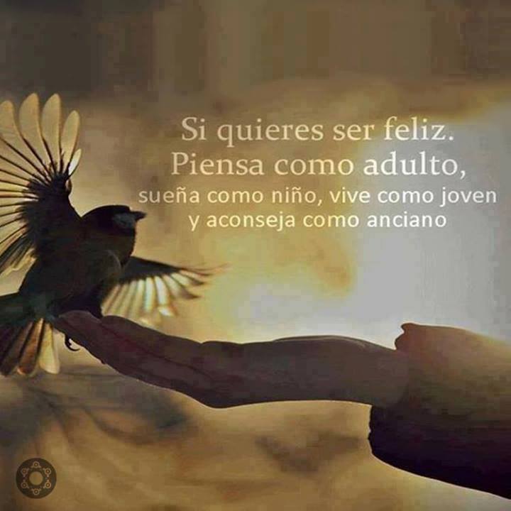 Si quieres ser feliz. Piensa como un adulto, sueña como niño, vive como joven y aconseja como anciano.