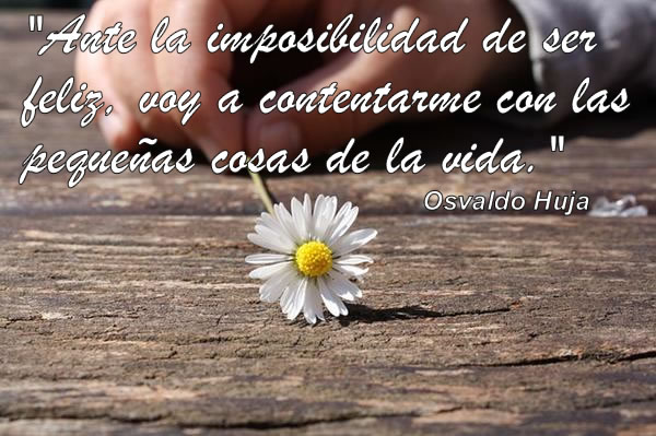 Ante la imposibilidad de ser feliz, voy a contentarme con las pequeñas cosas de la vida. Osvaldo Huja