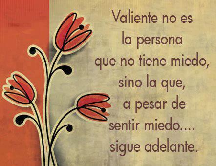 Valiente no es la persona que no tiene miedo, sino la que a pesar de sentir miedo sigue adelante