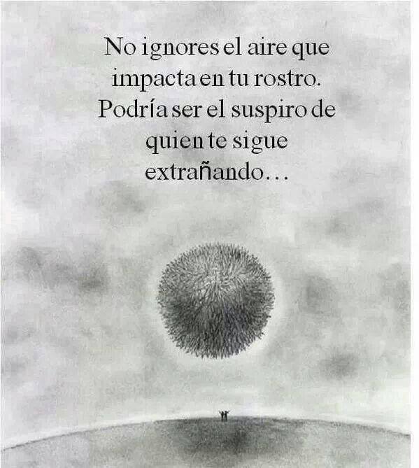 No ignores el aire que impacta en tu rostro. Podría ser el suspiro de quien te sigue extrañando...