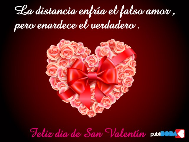 Feliz día de San Valentín. La distancia enfría el falso amor, pero enardece el verdadero.