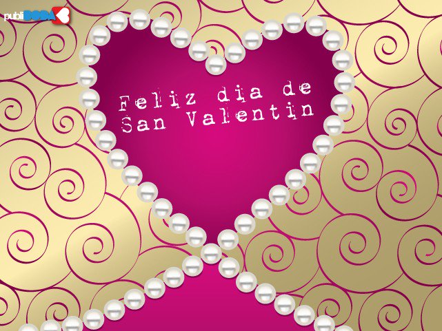 Feliz día de San Valentín rodead@ de un hermoso corazón de perlas.
