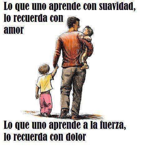 Lo que uno aprende con suavidad, lo recuerda con amor. Lo que uno aprende a la fuerza, lo recuerda con dolor.