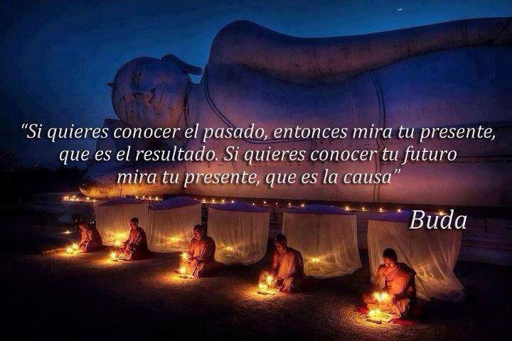 "Si quieres conocer el pasado, entonces mira tu presente, que es el resultado. Si quieres conocer tu futuro mira tu presente, que es la causa" Buda