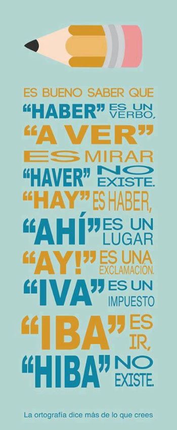 La Ortografía dice más de lo que crees. Es bueno saber que "Haber" es un verbo. "A ver" es mirar. "Haver" No existe. "Hay" es haber. "Ahí" es un lugar. "Ay! es una exclamación.