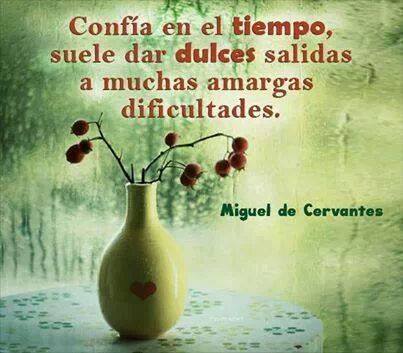Confía en el tiempo, suele dar dulces salidas a muchas amargas dificultades. Miguel de Cervantes