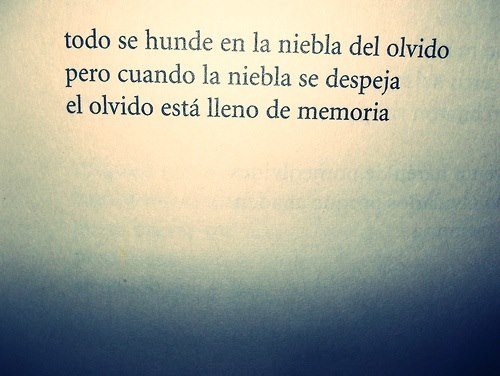 Todo se hunde en la niebla del olvido, pero cuando la niebla se despeja el olvido está lleno de memoria.