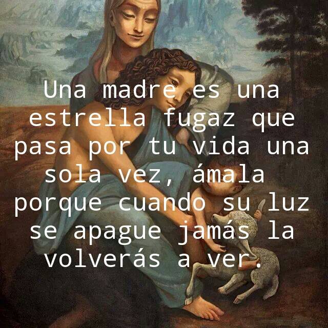 Una madre es una estrella fugaz que pasa por tu vida una sola vez, amala porque cuando su luz se apague jamás la volverás a ver.
