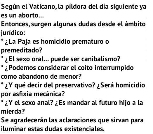 Píldora del día siguiente. Dudas existenciales