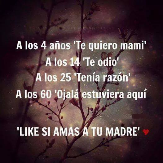 A los 4 años “Te quiero mami”. A los 14 “Te odio”…