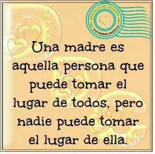 Una madre es aquella persona que puede tomar el lugar…