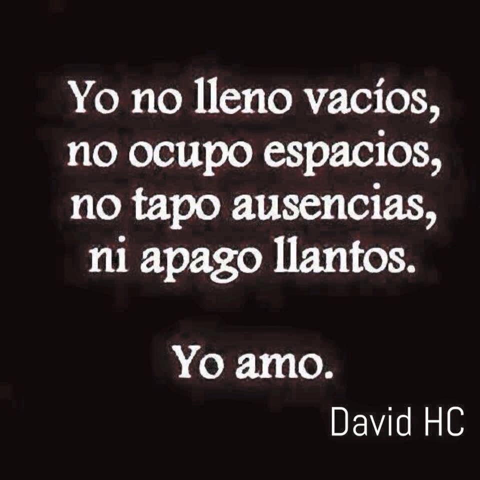 Yo no lleno vacíos, no ocupo espacios, no tapo ausencias…