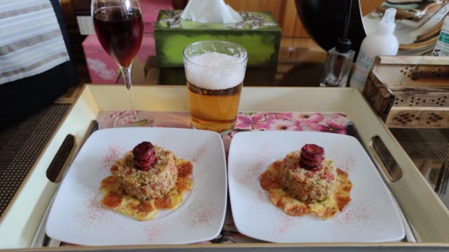 quinoa al modo de un arroz a la zamorana sobre crepé de patata....