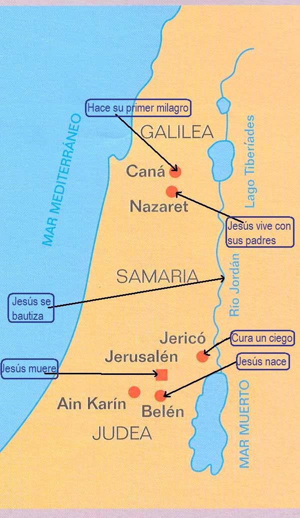 Mapa donde se encuentra la ciudad de Belen donde nacio Jesus